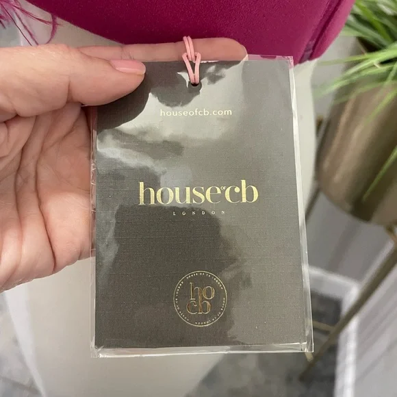 NWT House of CB Fenella Hot Pink Feather Trimmed Bandeau Sz Small $119 - Picture 7 of 9